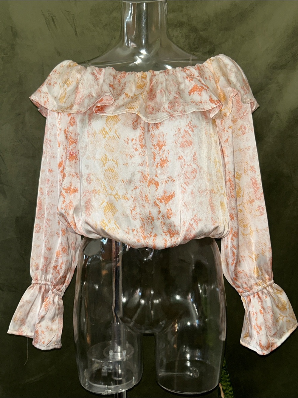 Savanna Jane Off-Shoulder Ruffle Blouse - Peach & Cream